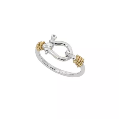 Sterling Silver Shackle Ring with Gold Rope